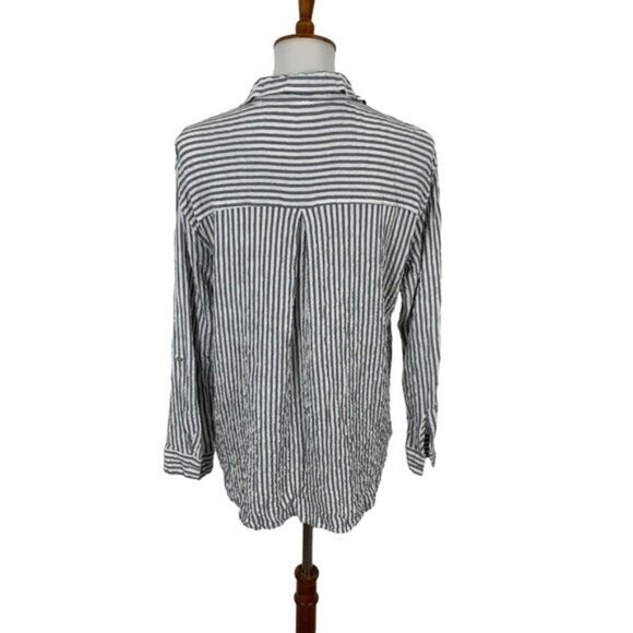 Jane Delancey Medium Striped Button Down Long Sleeve Lightweight Casual Shirt - Picture 3 of 5